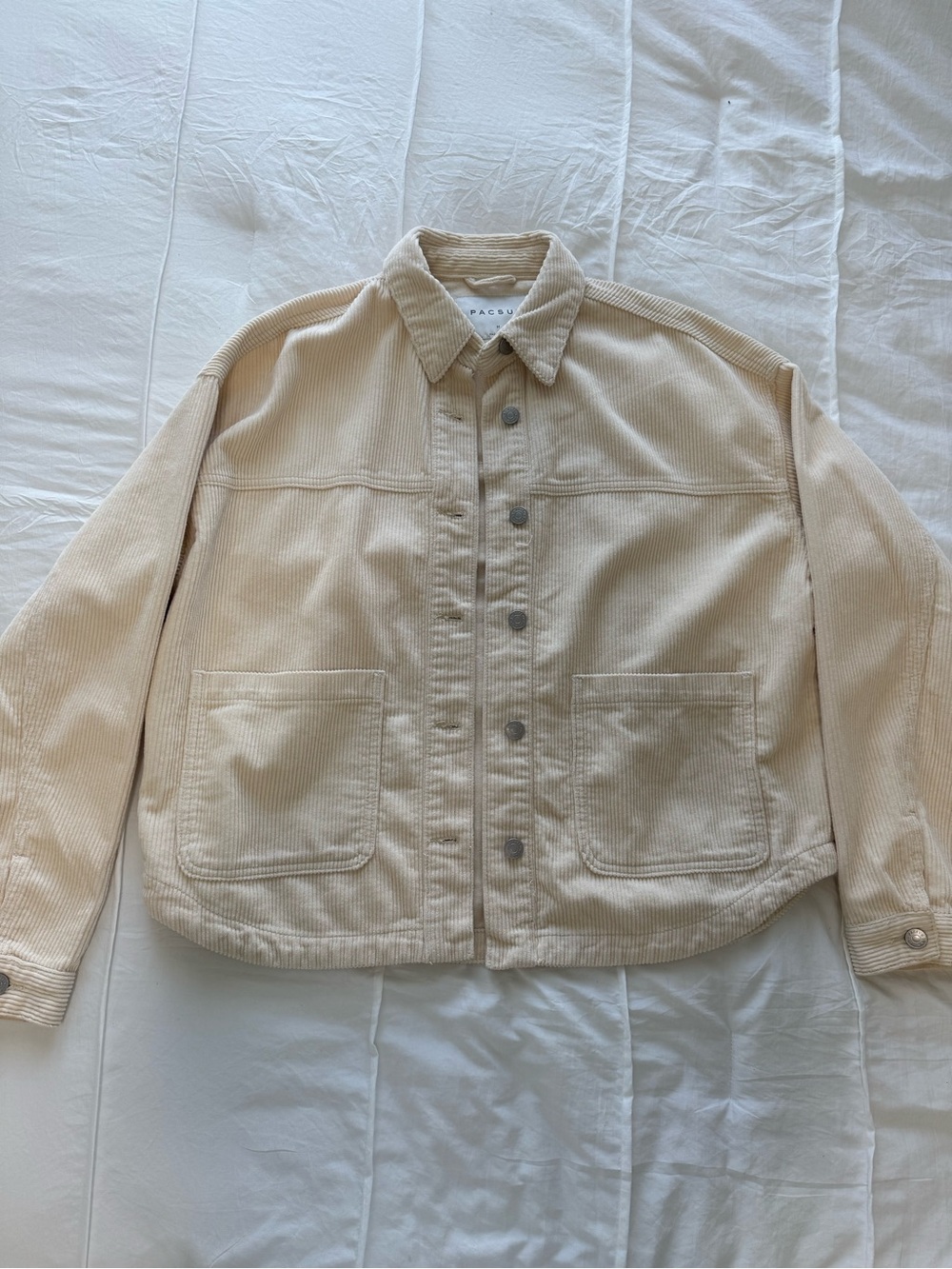 PacSun Cream Corduroy Oversized Jacket Shacket Medium M Neutral Beige - Picture 3 of 7